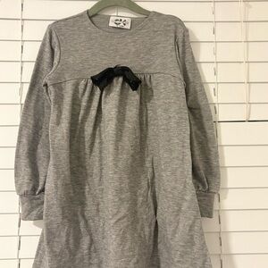 Gray Kids Formal Dress with Black Bow